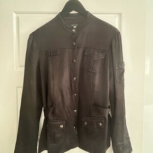 Lisa Ho Black Satin Utility Jacket